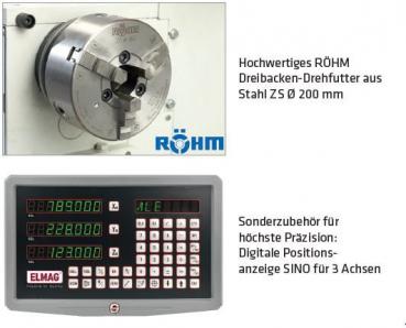 ELMAG PREMIUM CU 400 RD-Vario Universal lathe Centre distance 1000mm