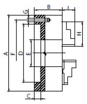 Vierbackenfutter Mack Drehfutter Guss, Zylindrische Aufnahme, einteilige Backen, 800mm