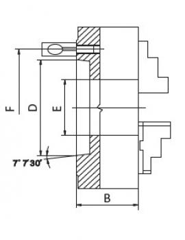 Vierbackenfutter Mack Drehfutter Stahl, Kurzkegelaufnahme, Camlock,einteilige Backen, 315mm, F 171,4mm