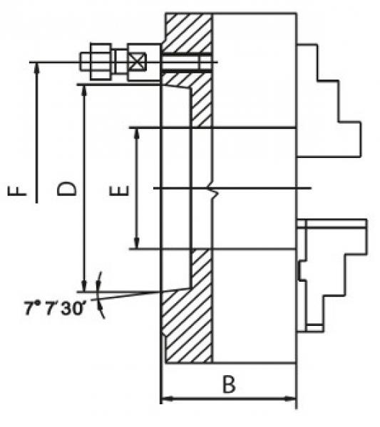 3-Backenfutter Mack Drehfutter Stahl, Kurzkegelaufnahme, einteilige Backen, 315mm, F 133,4mm