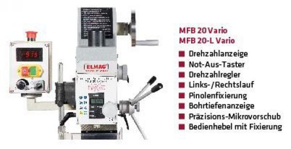 ELMAG MFB 20 Vario Getriebe Fräsmaschine-Bohrmaschine