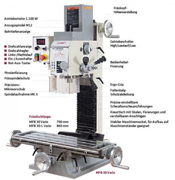  ELMAG MFB 30 Vario Getriebe Fräsmaschine-Bohrmaschine