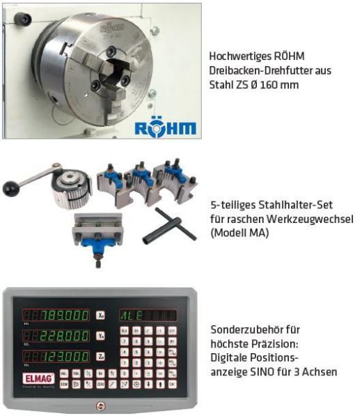 ELMAG PREMIUM CU 325 Universal lathe Centre distance 1000mm