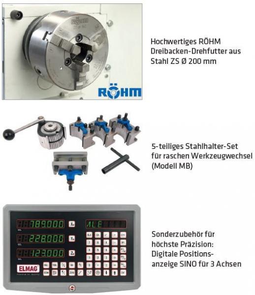 ELMAG PREMIUM CU 400 Universal lathe Centre distance 1000mm