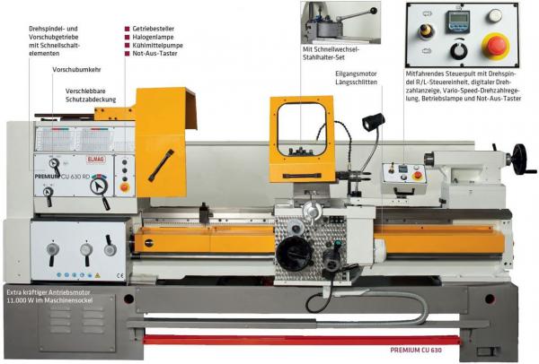 ELMAG PREMIUM CU 630 Universal lathe Centre distance 2000mm