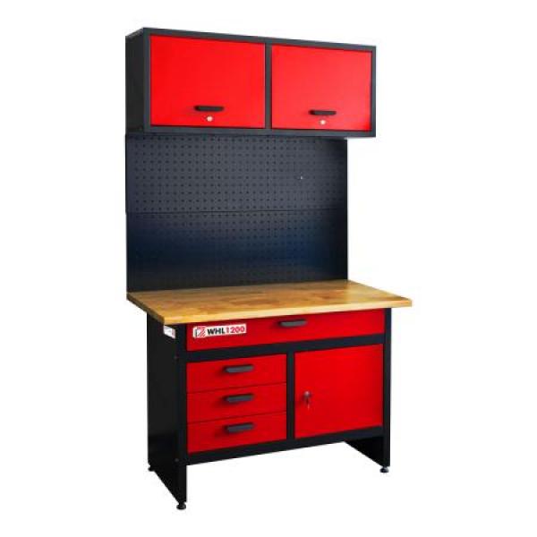 WHL1200 Holzmann workbench with wall units and perforated wall